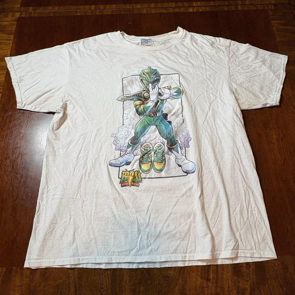 Bull Airs Green Ranger Sneaker Graphic‎ Tee White Size L